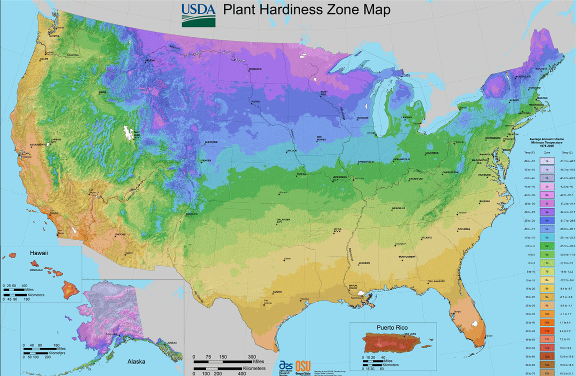 2012 USDA Cold Hardiness Zone Map